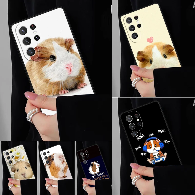 

Чехол для телефона с милыми животными и морской свинкой для Samsung Galaxy S25 S24FE S23 S22 S21FE S20 S10 Plus Ultra Note20 10Pro, мягкий черный чехол