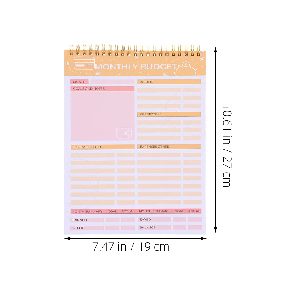 2 قطعة دفتر الملاحظات المالي الملتزم الحلزوني: كتاب توفير المال الورقي لتتبع النفقات الشهرية ومجلة الميزانية النقدية #4