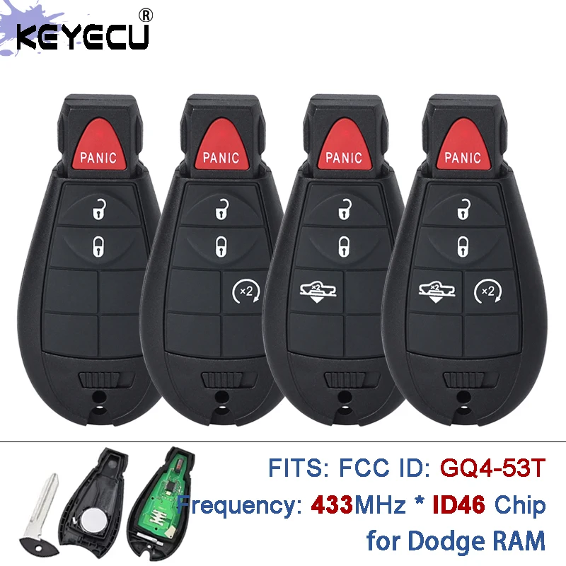 

KEYECU 433 МГц ID46-PCF7961A чип GQ4-53T 56046953 68159655 Fobik удаленный автомобильный ключ для Dodge RAM 1500 2500 3500 4500 2013-2018