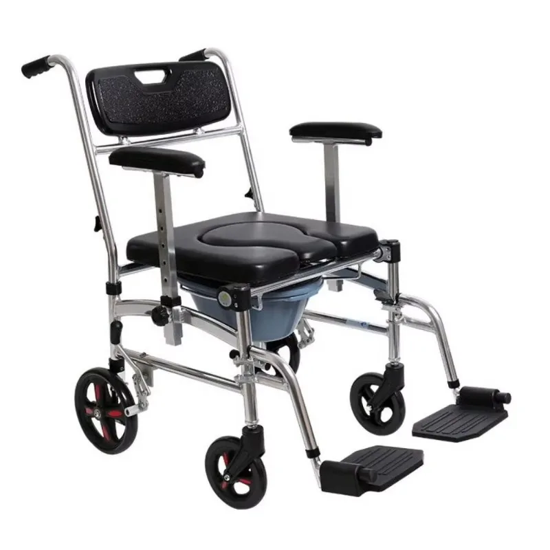 

2026 Folding Commode Shower Chair with Bedpan/Home Care or Health Care Toilet Commode Chair/Wheelchair