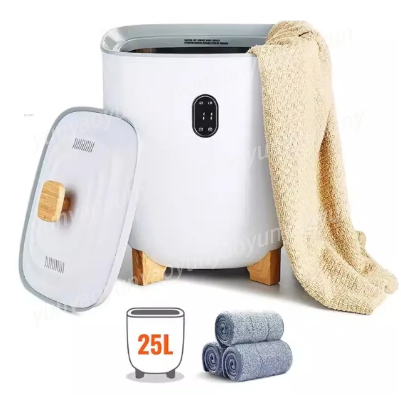25L Towel Heating Bucket Stainless Steel Inner Liner Drainable Design Salon Spa Hot Towel Storage