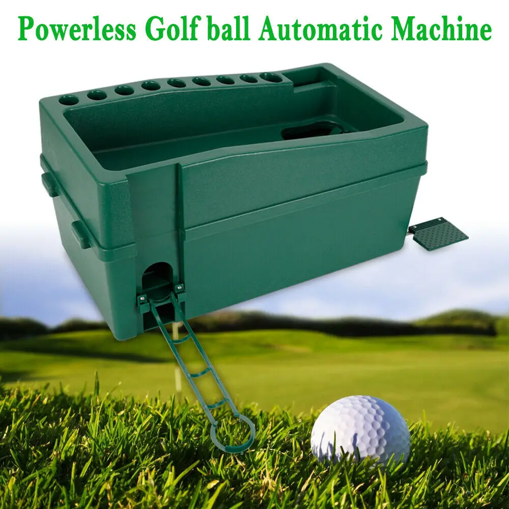 Automatic Golf Ball Dispenser Golf Ball Pitching Green Auto Tee Up Machine W/ Cue Holder