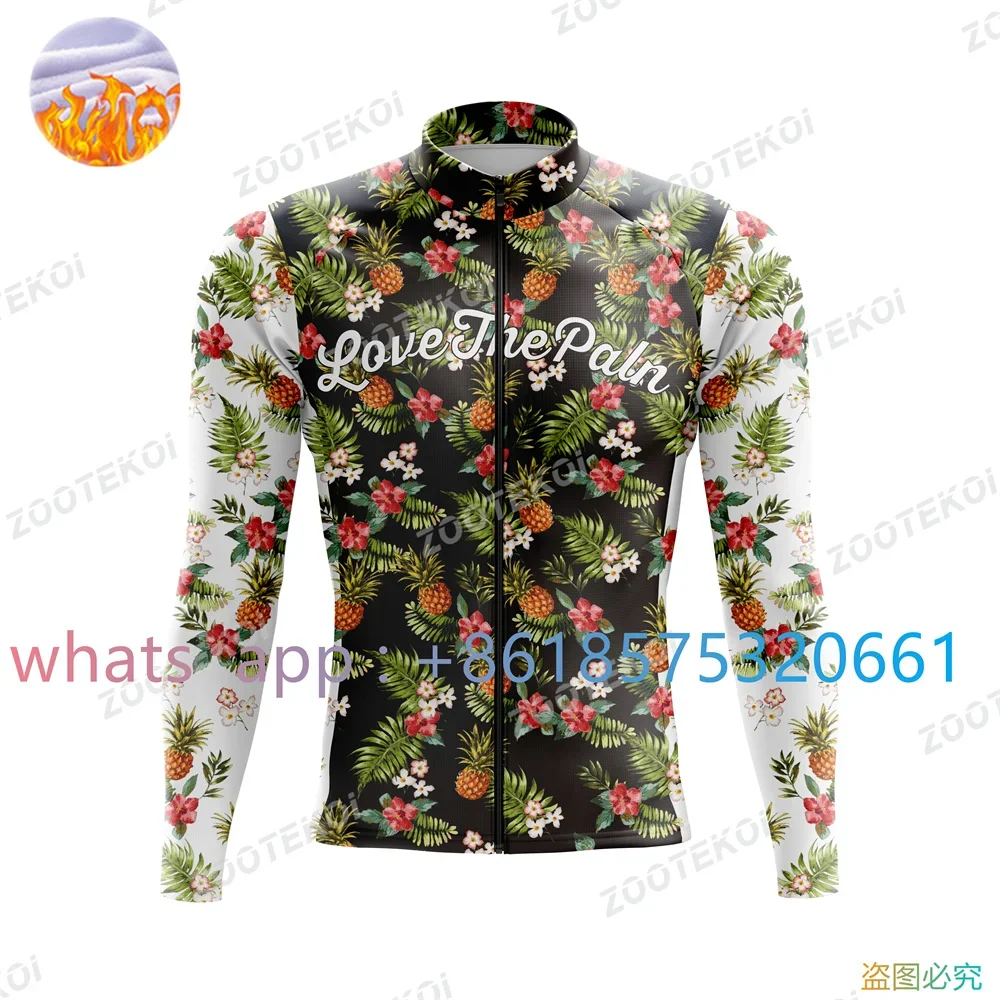 Usa Love The Pain Winter Men Cycling Jacket Thermal Fleece Long Sleeve Coat Mtb Bike Jersey Warm Outwear Maillot Ciclismo Hombre