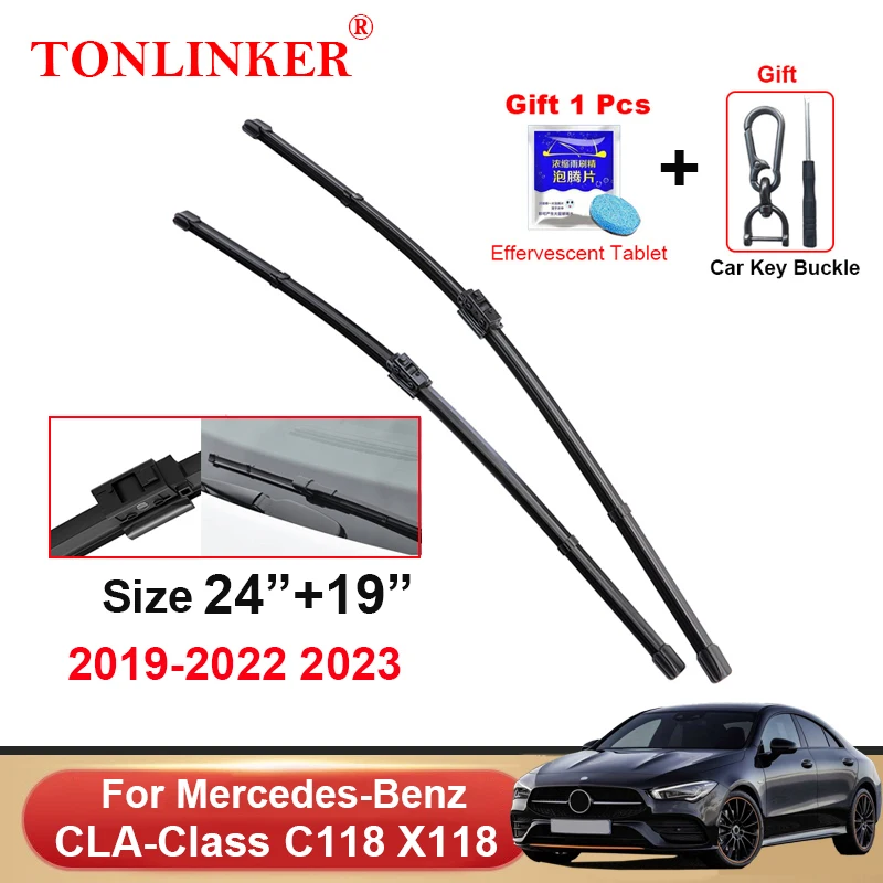 TONLINKER Car Wiper Blades For Mercedes Benz CLA-Class W118 C118 X118 2019 2020 2021 2022 CLA 200 250 35 C45S Car Accessories