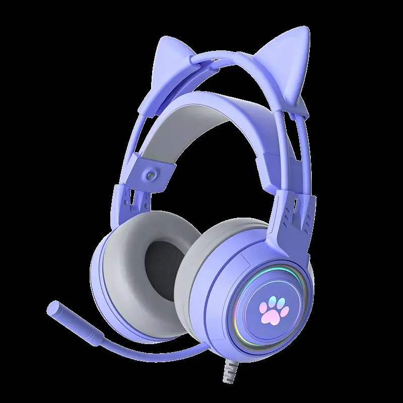 

Cat Ear Gaming Headset Gamer With Microphone Headphones for Computer With RGB Light For PC PS4/5 XBOX Laptop