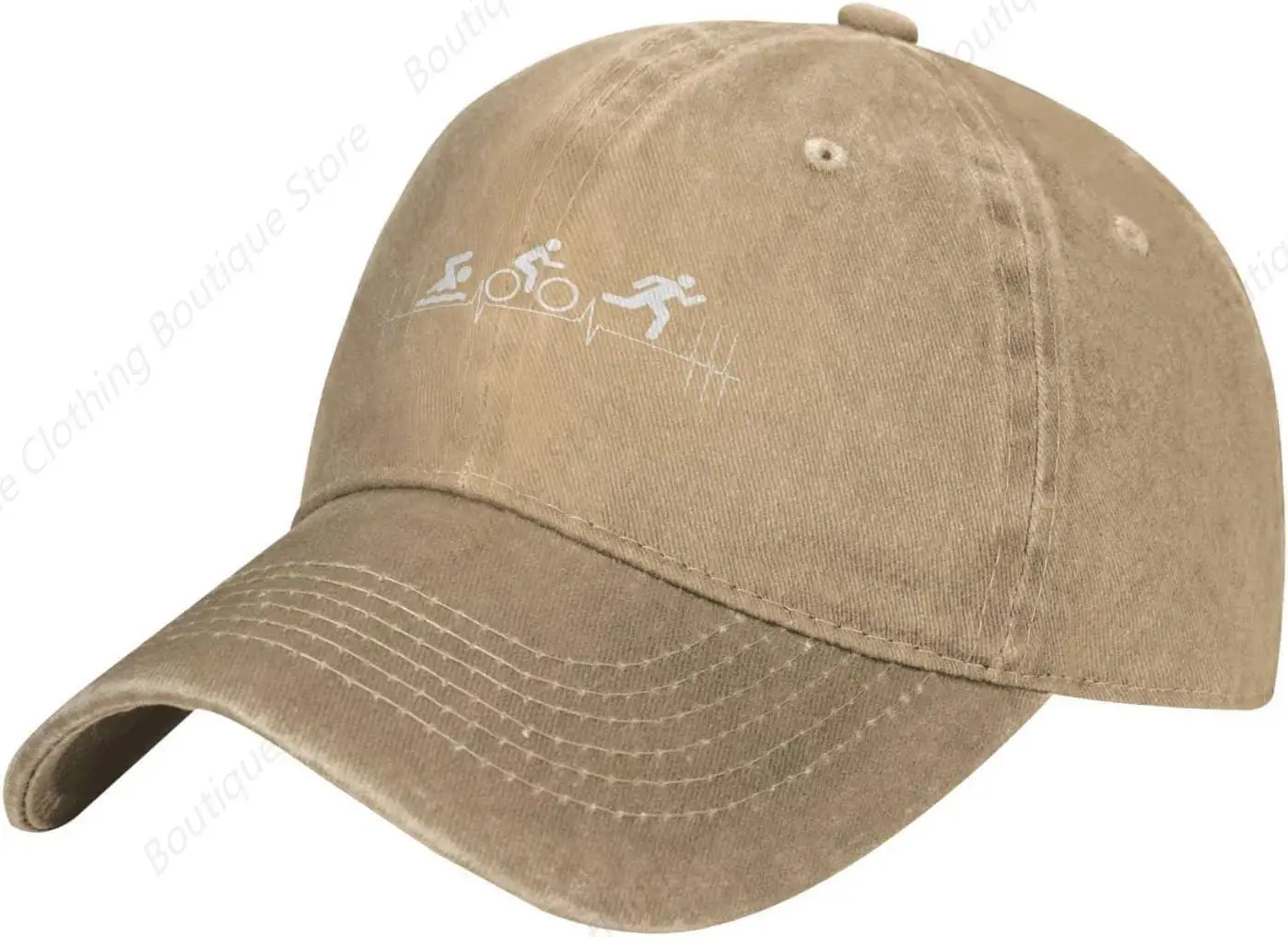 Gorra de béisbol para hombre o mujer, sombrero de camionero de mezclilla, triatlón, latido del corazón, vaquero, negro, gris