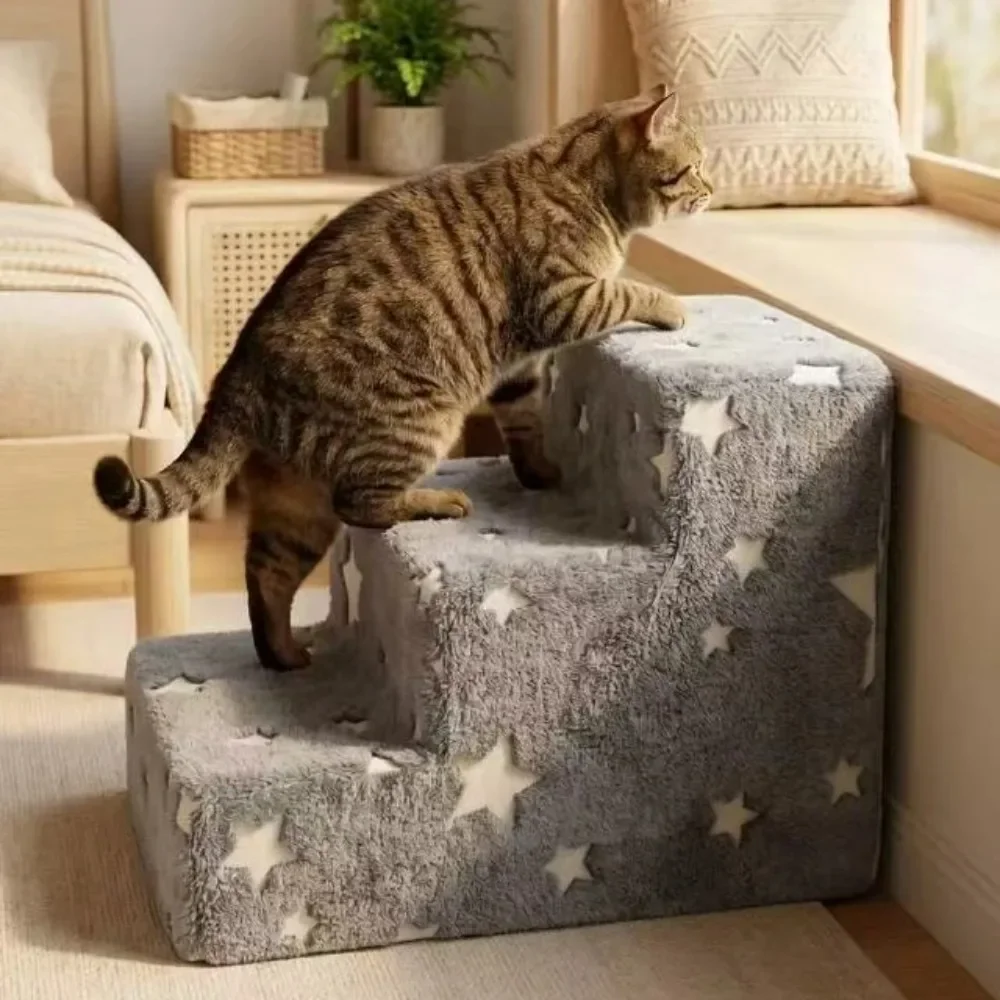 3/4 Noctilucent Star Shape Pets Steps Foam Dogs Secure Stairs Ramps Non-Slip Pet Steps for Protect Older Dogs Pet Sofa Bed Ladde