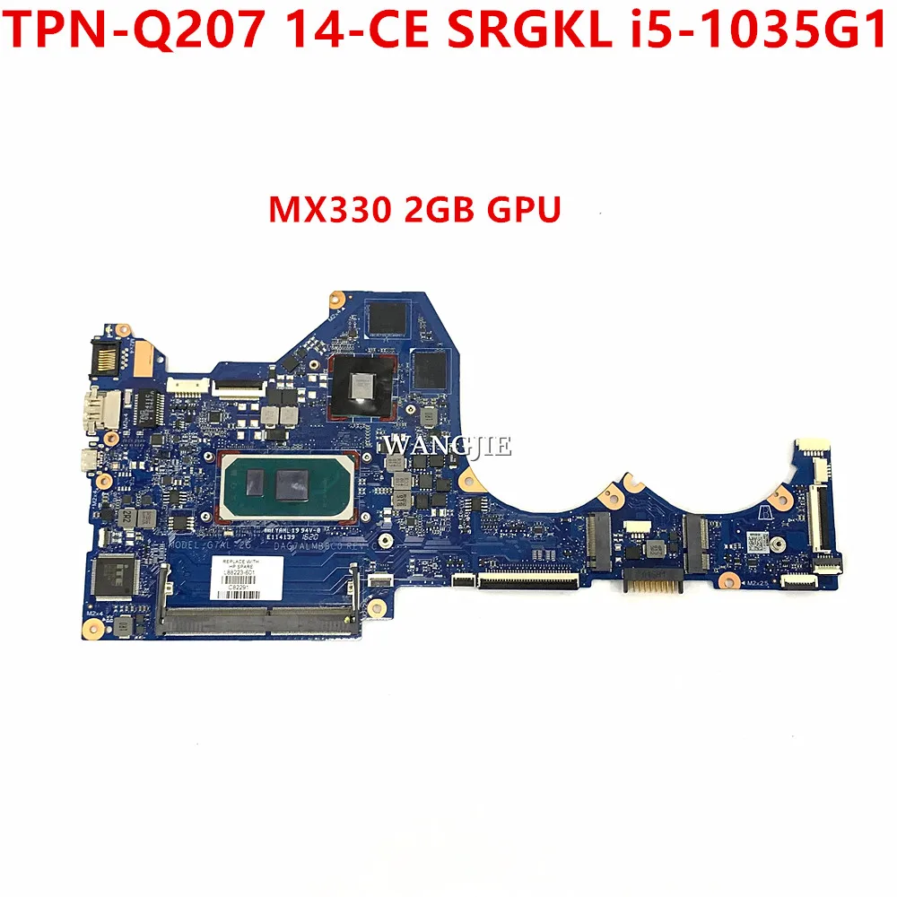 

For HP TPN-Q207 14-CE Laptop Motherboard DAG7ALMB8C0 L67078-601 L88220-601 L88223-601 i5-1035G1 CPU MX250 2GB Graphic