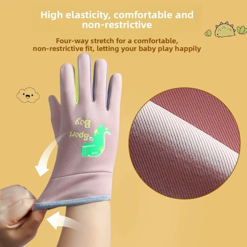 الشتاء صوف مبطن يندبروف قفاز مقاوم للماء ركوب الدراجات في الهواء الطلق الرياضة الشباب بنين فتاة صغار للجنسين التزلج الثلوج الطقس البارد الحراري #2