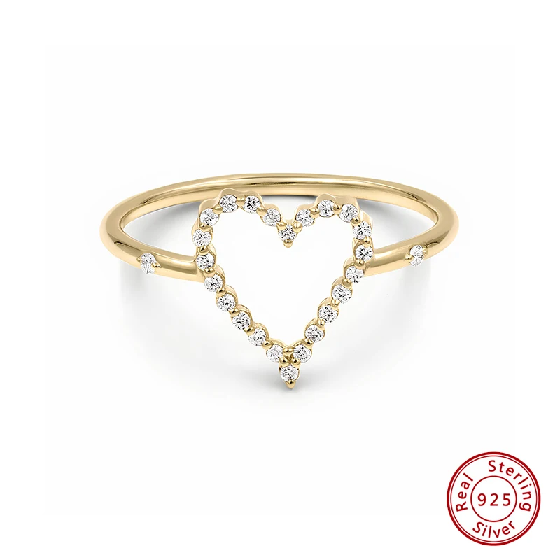 

925 Sterling Silver Original Certificate Zircon Hollow Heart Ring For Women Luxury Fashion Free Shipping Fine Jewelry