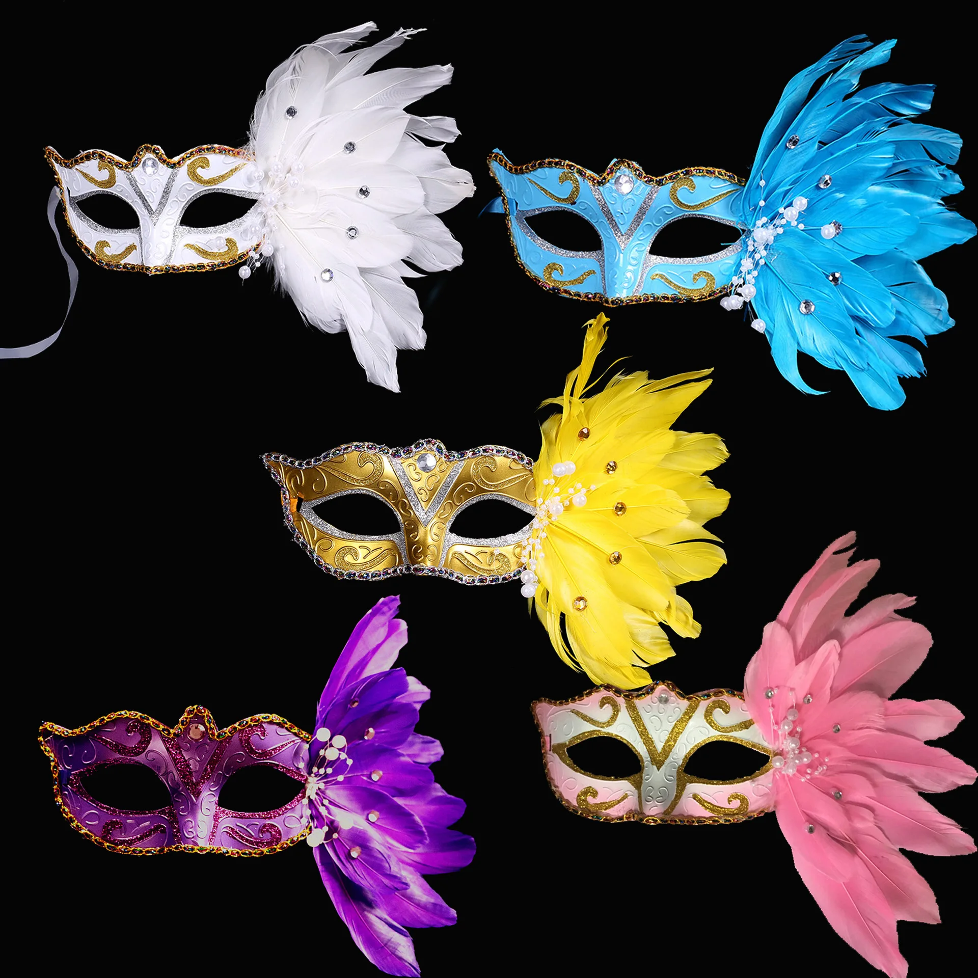 1PCS Princess Mask Leather Feather Mask Masquerade Parties Halloween Parties Carnival Masks Dress Costume Lady Gifts Party Masks