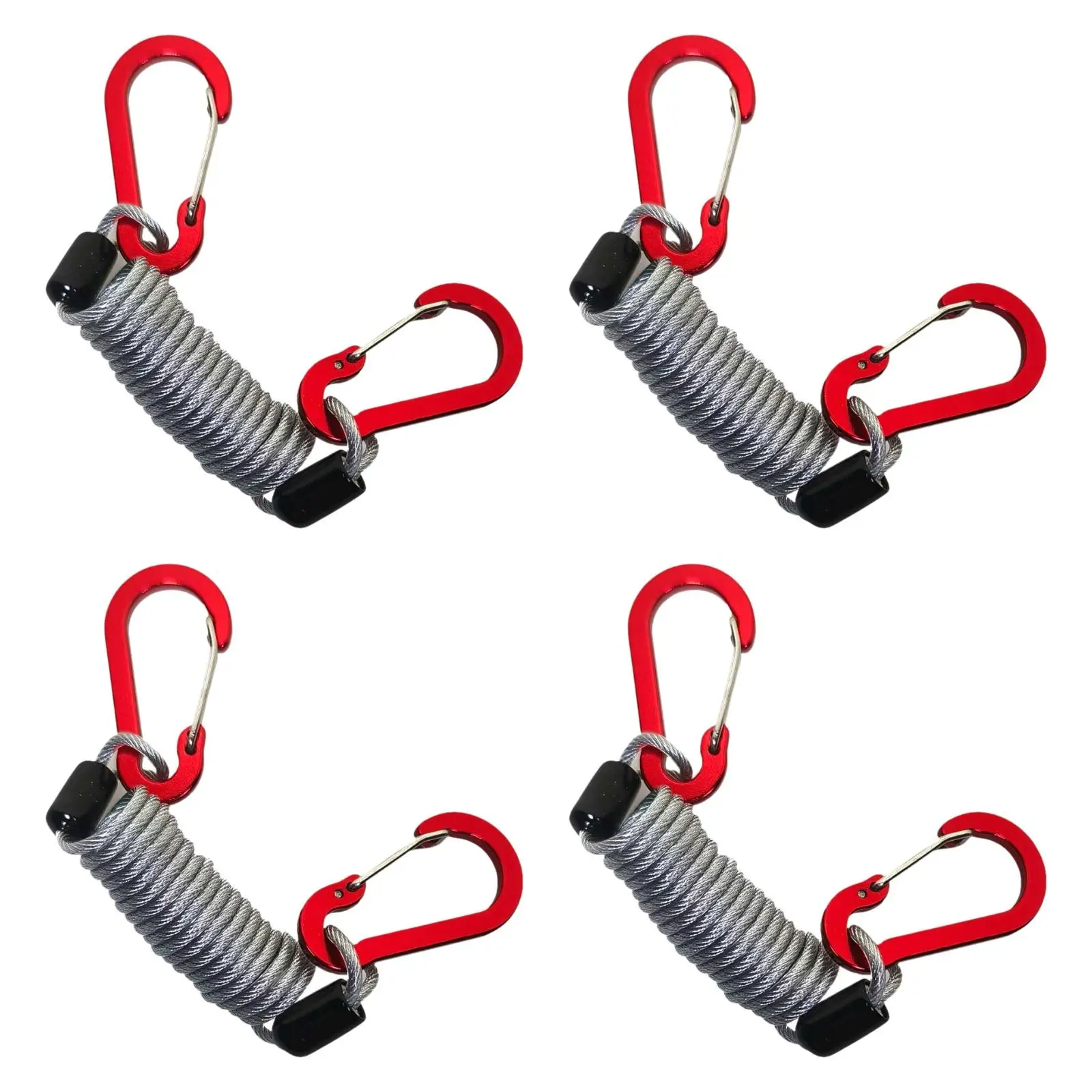 4Pcs Fishing Lanyards with Carabiners Transport Coil Lanyard Portable Fishing