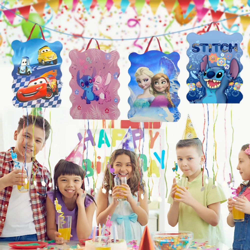 الأزرق الوردي غرزة تحت عنوان بيناتا ديزني آنا إلسا ماكوين سيارة موانا قصة لعبة الأسد الملك بيناتا زينة حفلة عيد ميلاد