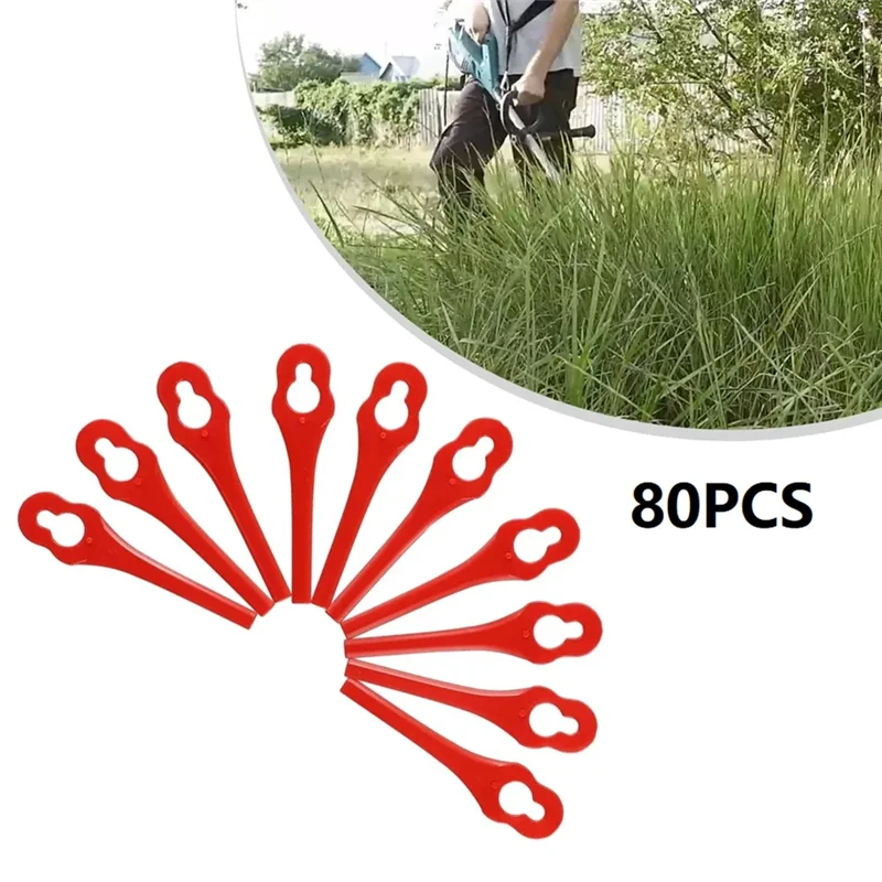 A69ereplacement Lawn Mower Blades 80Pcs Plastic 10X5mm Blade Height For Garden Trimmer Accessories