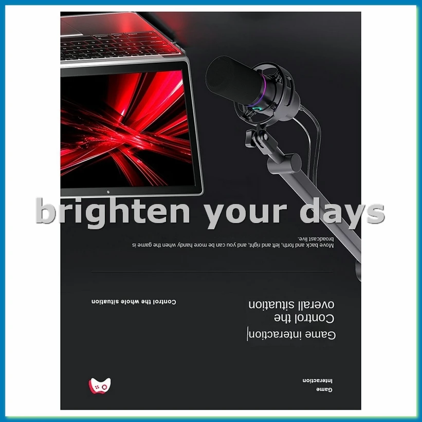 

Dynamic Microphone XLR Connect 48V Sound Card Recording Douring and Singing Equipment USB Computer Game Live Microphone-ABFT