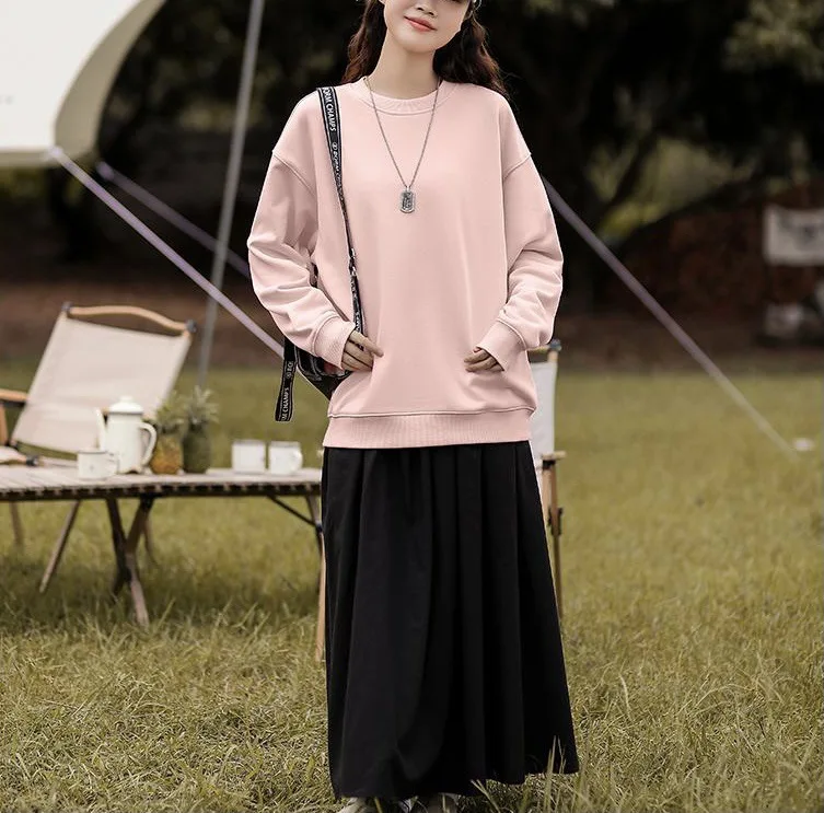 2025 الخريف المرأة هوديس طويلة الأكمام البلوز بلون البلوز المرأة الشتاء عادية البوليستر الهيب هوب الرياضة Y2k القمم