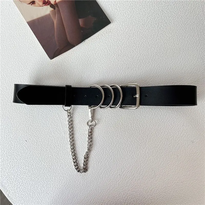 حزام سلسلة فاسق على طراز الشارع الأوروبي والأمريكي للنساء، حزام جينز عصري متعدد الاستخدامات مع بدلة فستان