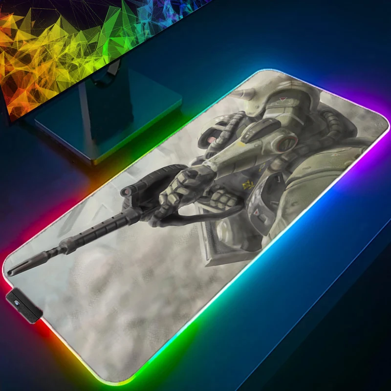 

Большой игровой коврик для мыши RGB с подсветкой, аниме-дизайн, для ПК, компьютера, геймеров, мобильных устройств, коврик для мыши XXL с LED-подсветкой для ноутбука, дизайн Mobile Suit Gundam