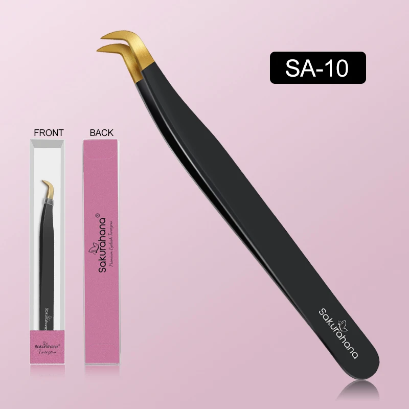 SAKURAHANA Professionelle Wimpernpinzette, schwarze Faserspitze für Wimpernverlängerungen, Mega-Volumen, Nerz-Wimpern, Werkzeug, Make-up-Künstler-Set