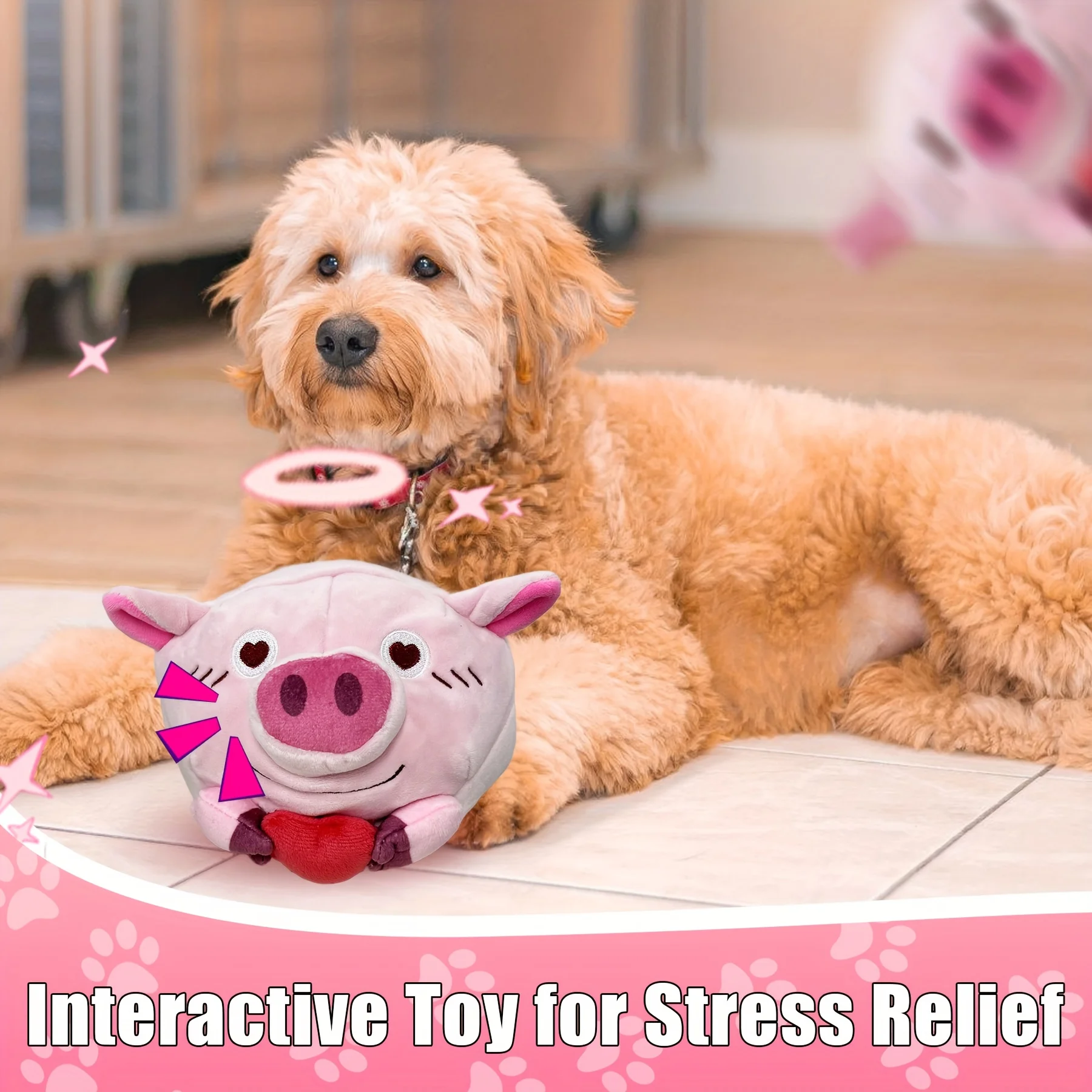 

Pig Ball Durable Chew Resistant Dog Toy, Dog Anxiety Relief Toy Dog Puzzle Toy & Dog Tug Toy for Medium And Large Dogs Aggressiv