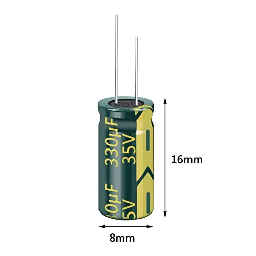 20pcs 35V 330UF Capacitor 8x16mm(0.31x0.62in) High Frequency Aluminum Electrolytic Capacitors for TV, LCD Monitor, Game