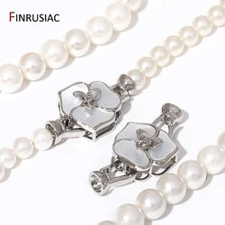 Rhodium Plated Brass Flower Clasps Fasteners For DIY Jewelry Making Needlework Pearl Bracelet Necklace Supplies Accessories