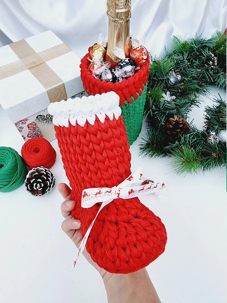 2pcs Wooden Shoe Sole Base: Crochet Christmas Boot Basket diy christmas decorations