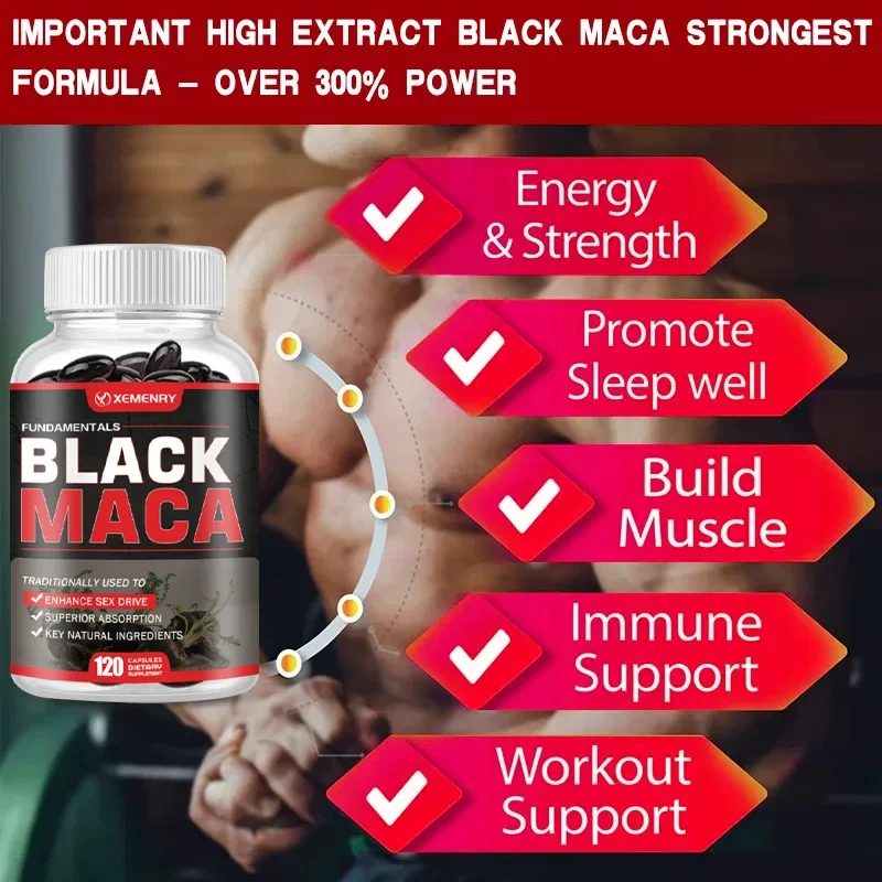كبسولات الماكا السوداء - تعزز الأداء والطاقة والكتلة العضلية والتحمل