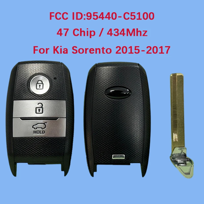 

CN051086 Послепродажный 3-кнопочный смарт-брелок 433 МГц FCC 95440-C5100 47 чип для KIA Sorento 2015-2017