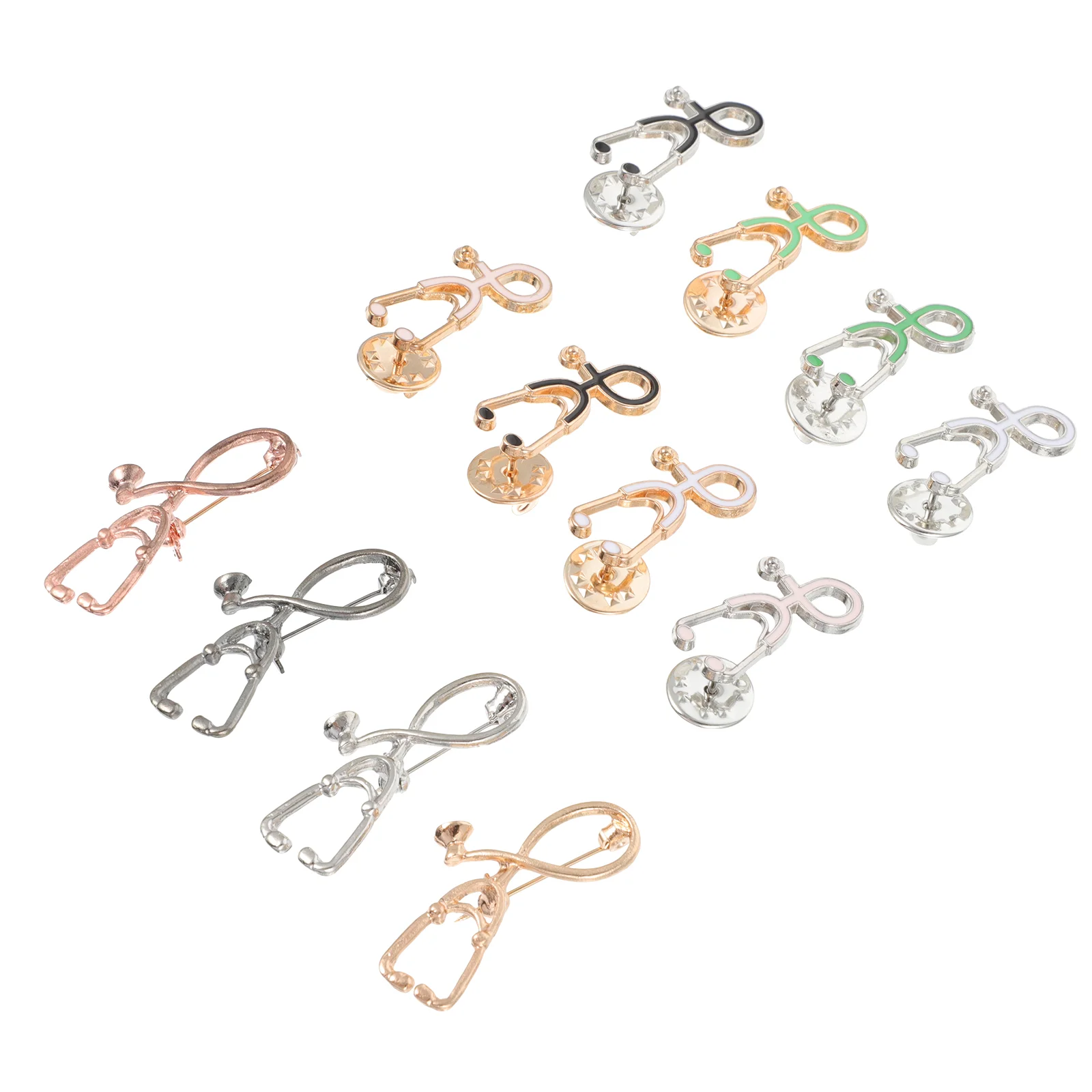 12 Pcs Mini Stethoscope Brooch Nurse Rucksack Charms Alloy Bra Strap Decorative