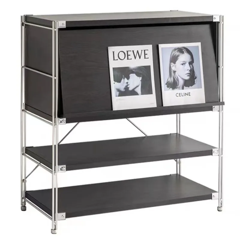 Stainless Steel Shelves Living Room Coffee Machine Storage Lockers