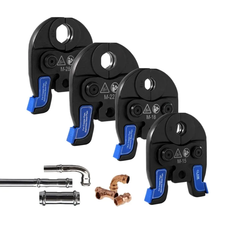 Hydraulic Multiple Compact Independent Copper Pipe Crimping Jaw Stainless Steel Pro Press Tool Head M15 18 22 28 Dies For Europe
