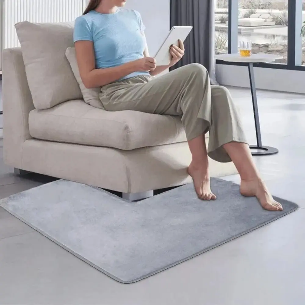 Coral Fleece L-shaped Floor Mat Non Slip Corner Soft Bathroom L-shaped Rug 3 Colors Washable Living Room Bedroom Carpet
