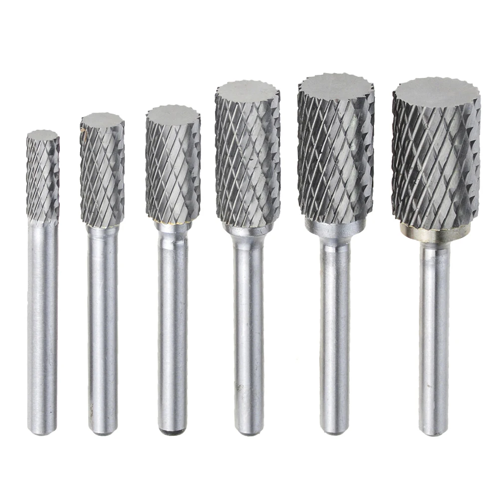 1PC Type A Hard Alloy Rotary File Double Groove Tungsten Steel Grinding Head 6mm Shank Diameter Polishing Carving Hardware Tool