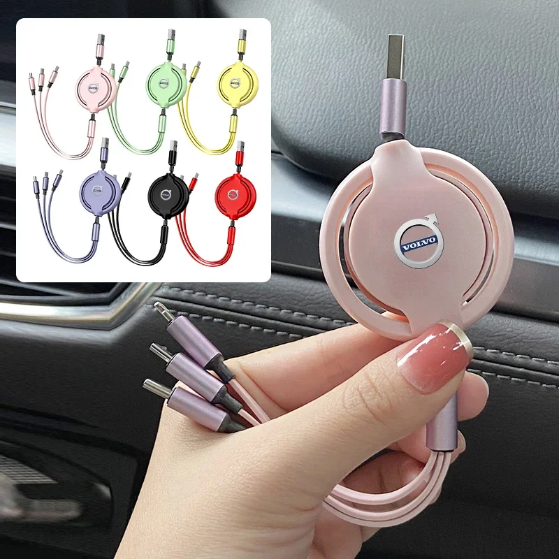 

Выдвижной кабель для быстрой зарядки 3-в-1 с разъемами Micro USB и Type-C для Volvo Rdesign S80 V40 V50 V60 V70 S80L XC60 XC90