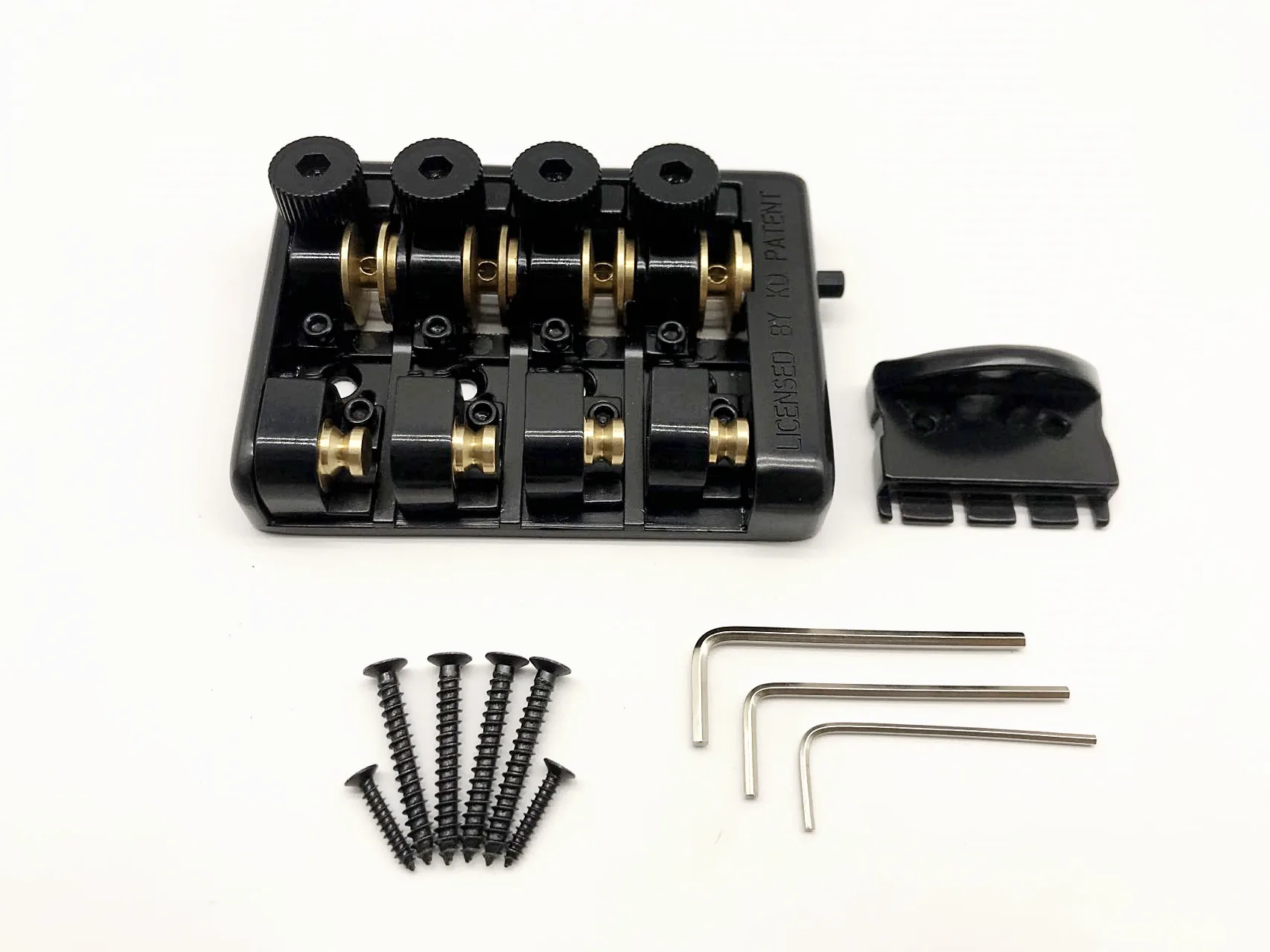 

Professional Travel Bass Bridge WB1004 ALP 4 String Headless Brass Roller Saddle Black Color Guitar Accessories in Stock