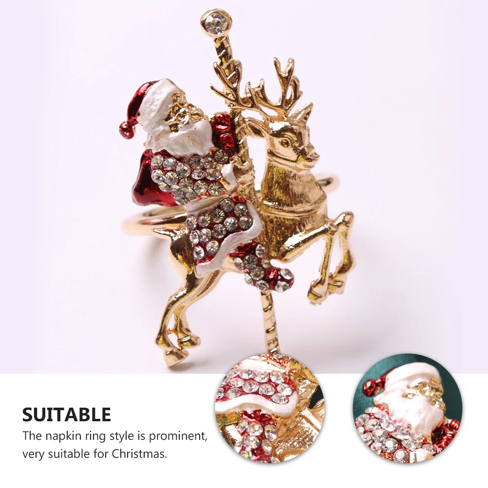 

2Pcs Alloy Christmas Napkin Rings Santa Clause Shape Elegant Table Setting Bright Decor Christmas Napkin Ring