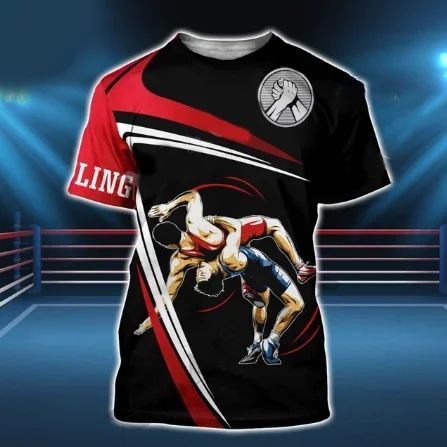 Wrestling Training Profession Competition Team Uniform 3D Print Sport Quick Dry Breathable Men T-shirt Parent-child Short Sleeve
