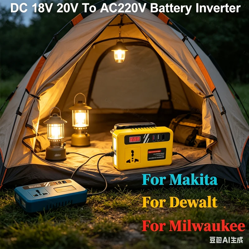 

120W Lithium Battery Inverter 3 USB Ports High Power Battery Inverter Multifunction DC 21V To 220V Inverter Adapter for Makita