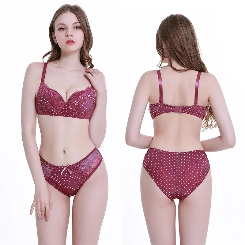 WENLI 38/85 40/90 42/95 CDE Cup Bras Push Up Lace Lady Lingerie Set  Set Hollow Outfit G-string Embroidery Underwear Sets