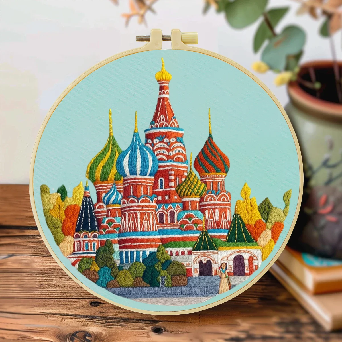 1pc 20X20CM/15X15CM 7.87/6.3inch Beautiful Castle Bag Embroidery Starter Kit DIY Kit Home Decor Set for Beginner Craft Painting