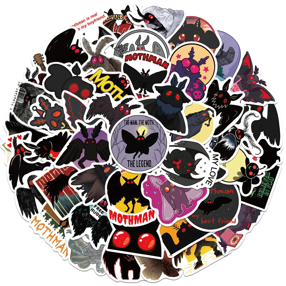 10/30/50Pcs Horreur Dessin Animé Anime Mothman Autocollants Graffiti Ordinateur Portable Skateboard Moto PVC Cool Autocollant Étanche Jouets Pour Enfants