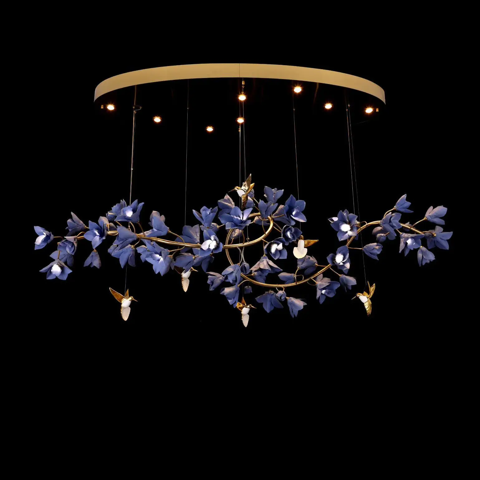 French Luxury Blue Purple Pendant Light Living Room Architecture Villa Staircase Dining Room Ceramic Customiz Lighting Fixtures