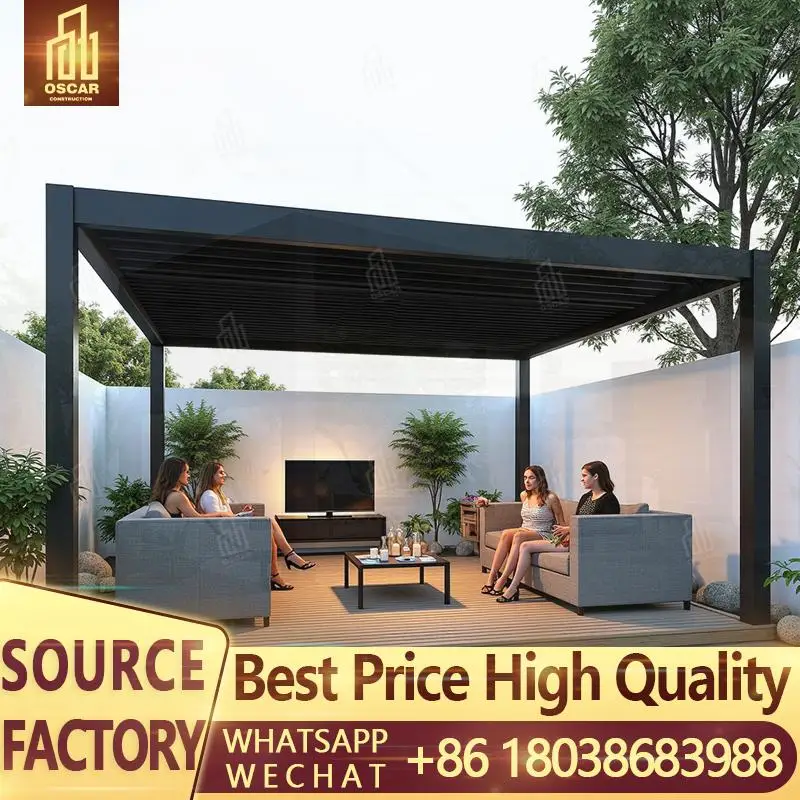 

Изготовленная на заказ моторизованная алюминиевая пергола, биоклиматическая структура, навесной павильон для сада, патио, беседки на заднем дворе