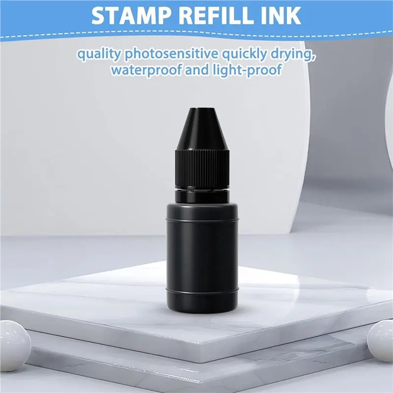 2026 New-24-Pack Black Ink Refill, 10Ml Waterproof Fast-Drying Stamp Ink For Office And Scrapbooking