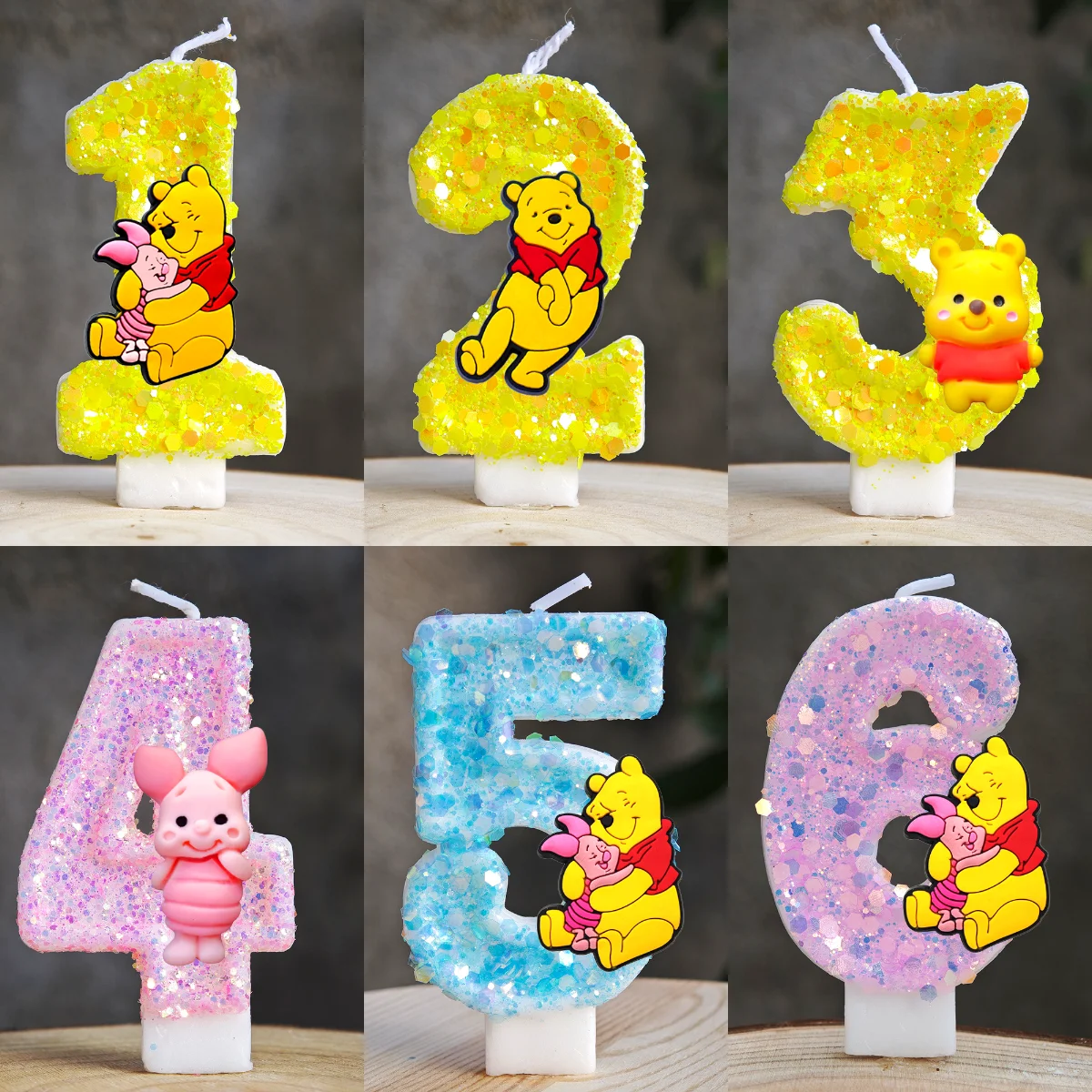 Winnie the pooh vela número 0-9 bolo de aniversário vela decoração winnie festa de aniversário bolo topper decoração de chá de bebê presente