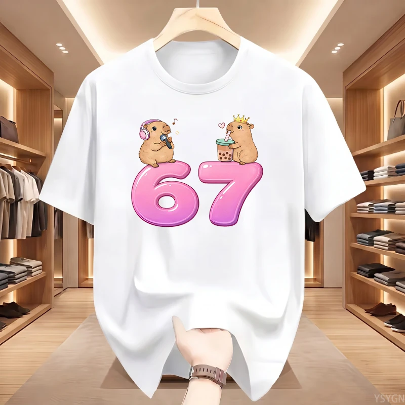 Capybara 67 Digital Print Men T-Shirt - A Casual, Fashionable, Comfortable and Versatile Short-Sleeved Top,Gift Choice Tops