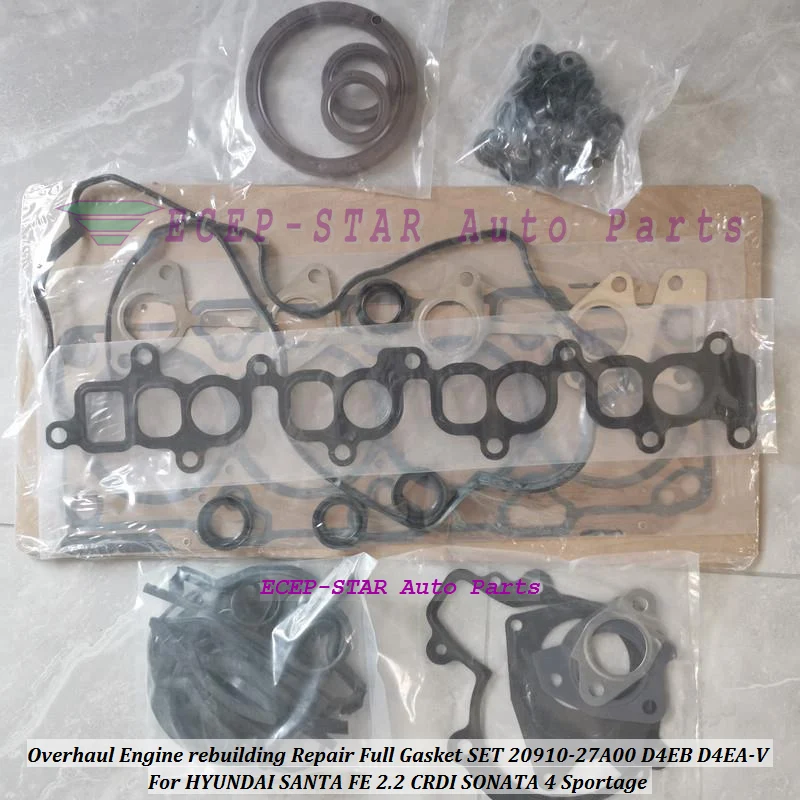 

Полный комплект прокладок для ремонта двигателя D4EB D4EA-V 22111-27400 22100-27750 для HYUNDAI SANTA FE 2.2L TUCSON 2.0L