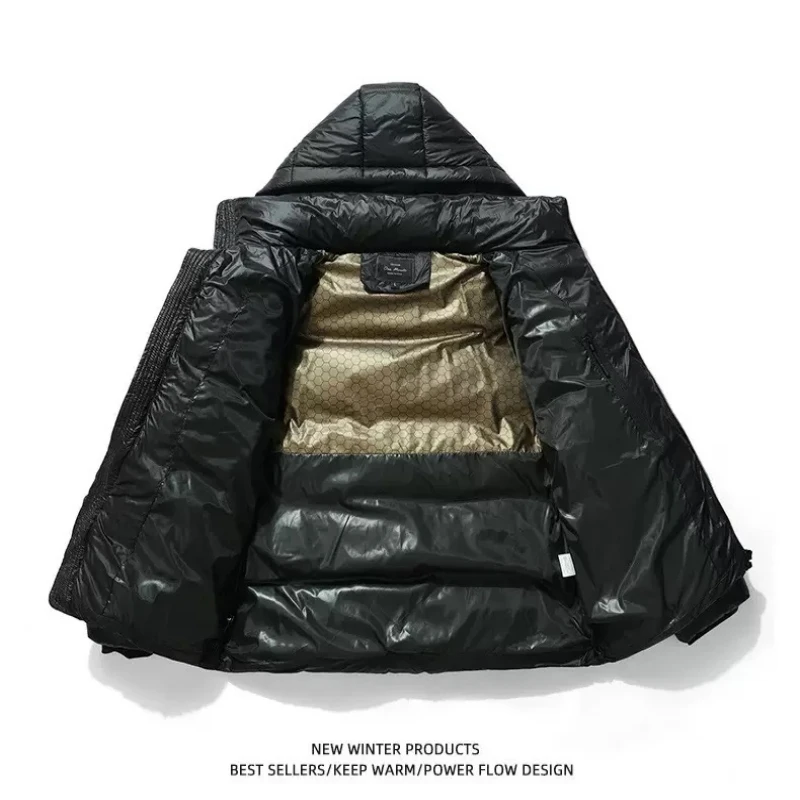 CAMEL autumn and winter men's hooded goose down jacket luxurious, fashionable, casual outdoor waterproof and warm down jacket