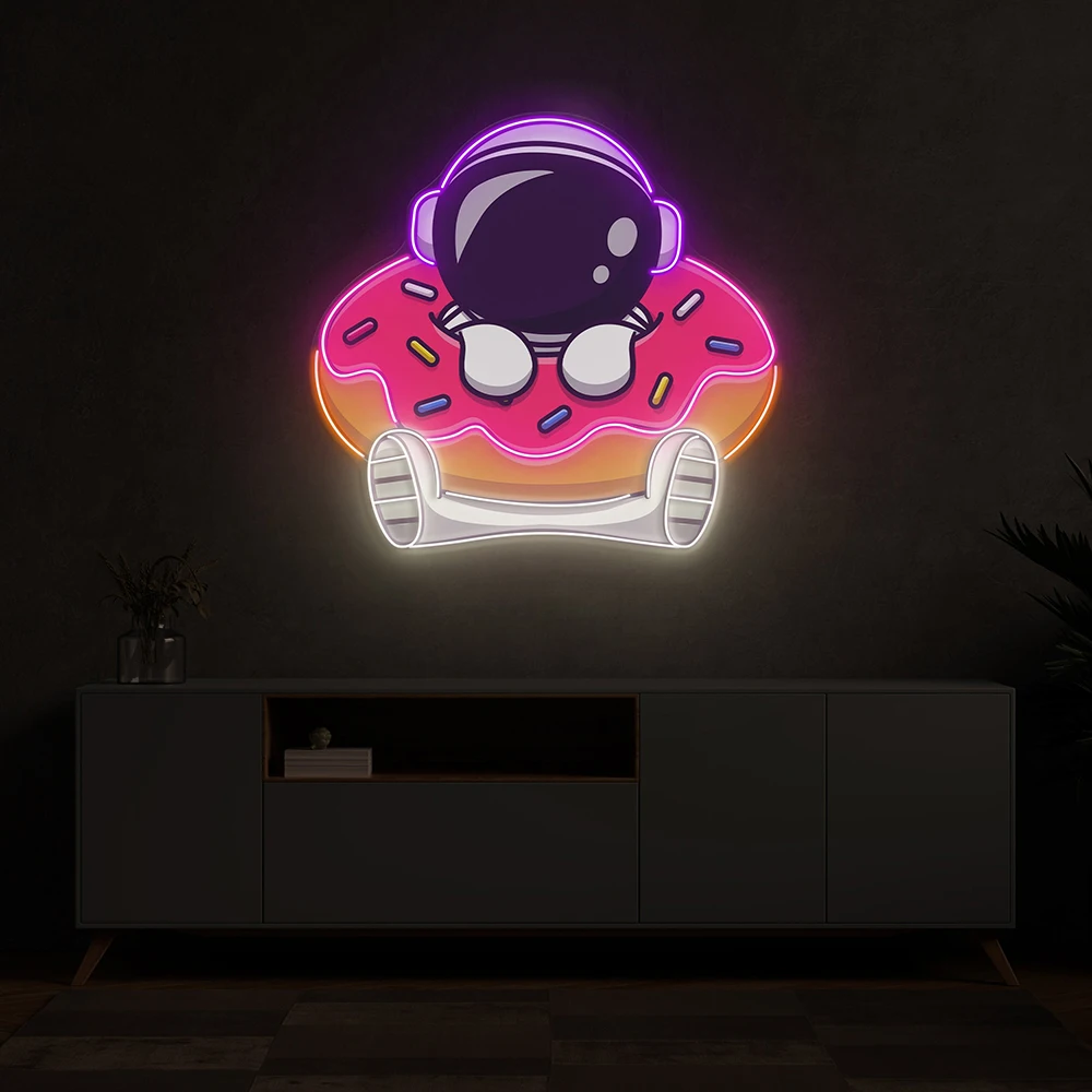 

Donut Astronaut Neon Light Sweet Bakery Wall Art Cake Bar Decor LED Light Sign Custom Business Neon Lights Donut Lover's Gifts